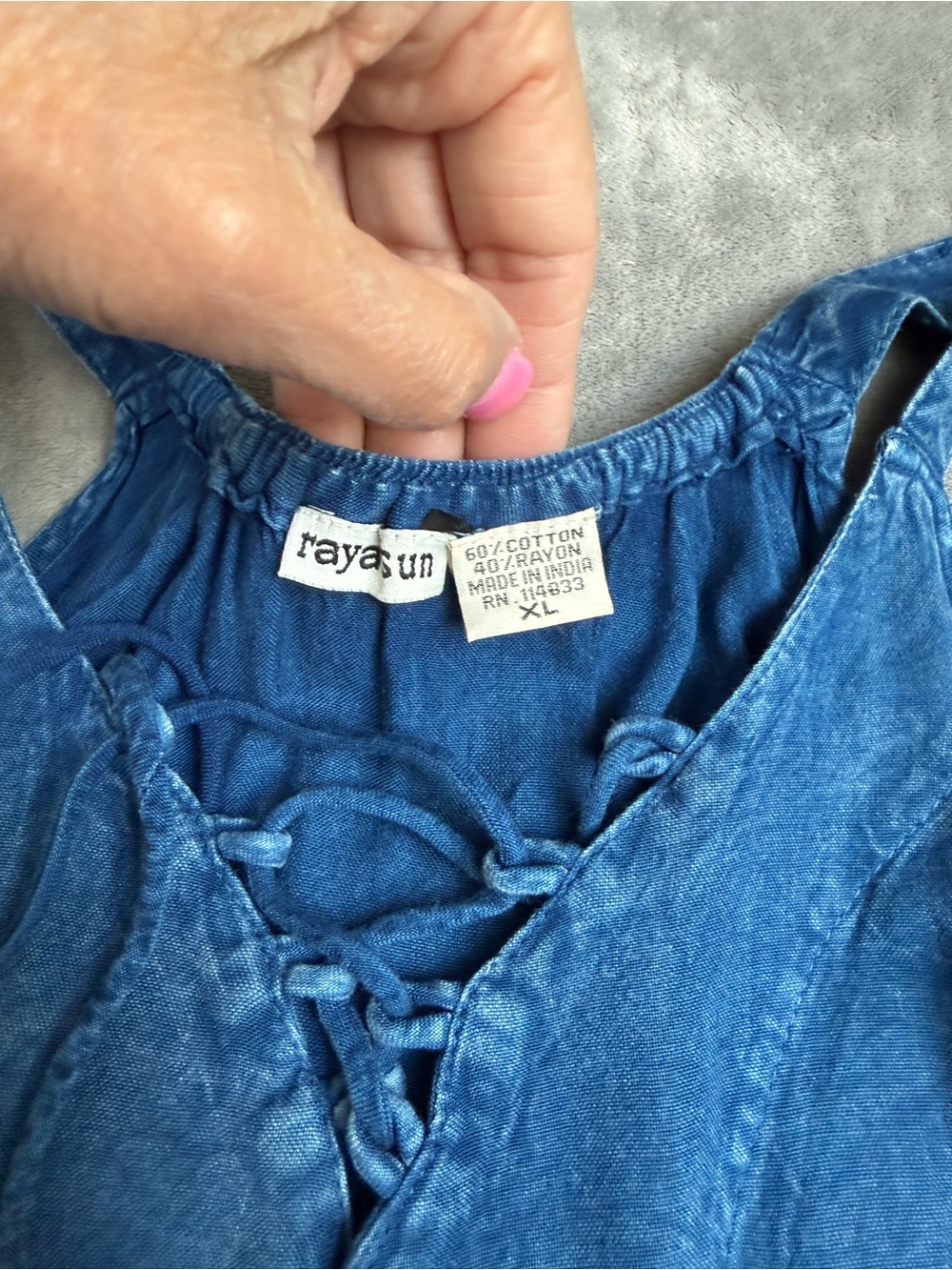 Denim Sun Dress with Embroidered Accents by Raya Sun XL - Picture 4 of 7